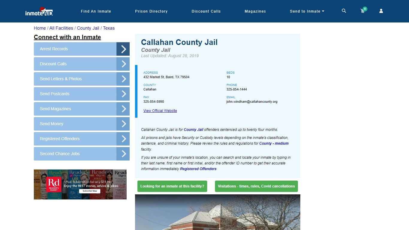 Callahan County Jail - Inmate Locator - Baird, TX