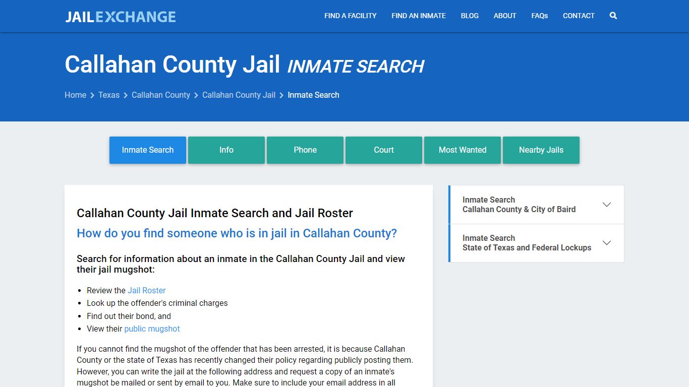 Callahan County Jail Inmate Search - Jail Exchange