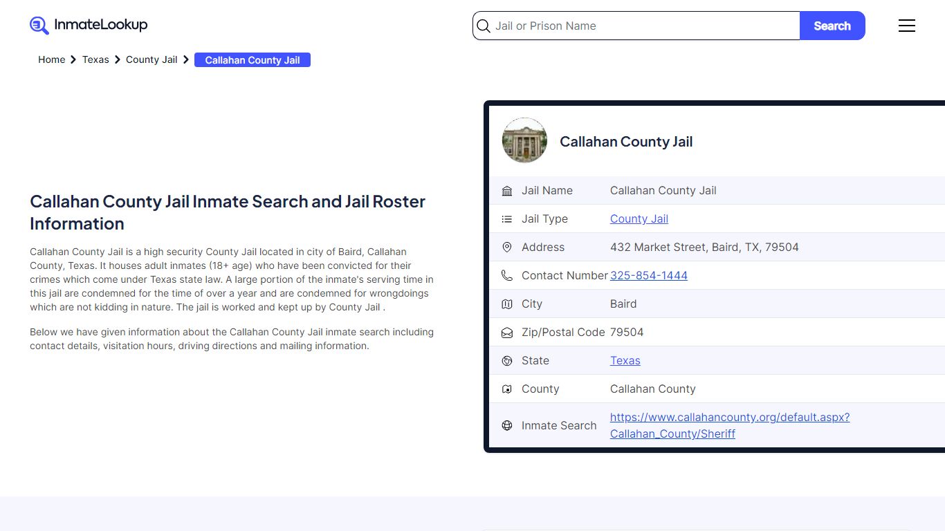 Callahan County Jail Inmate Search and Jail Roster Information